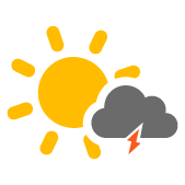 Vereinzelte Wolken mit mÃ¶glichen Gewittern